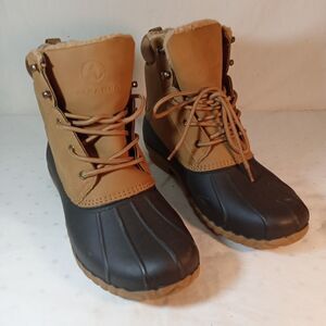 Aleader Mens Duck Boots Size 10 Tan Taupe Waterproof Shell Lace Up